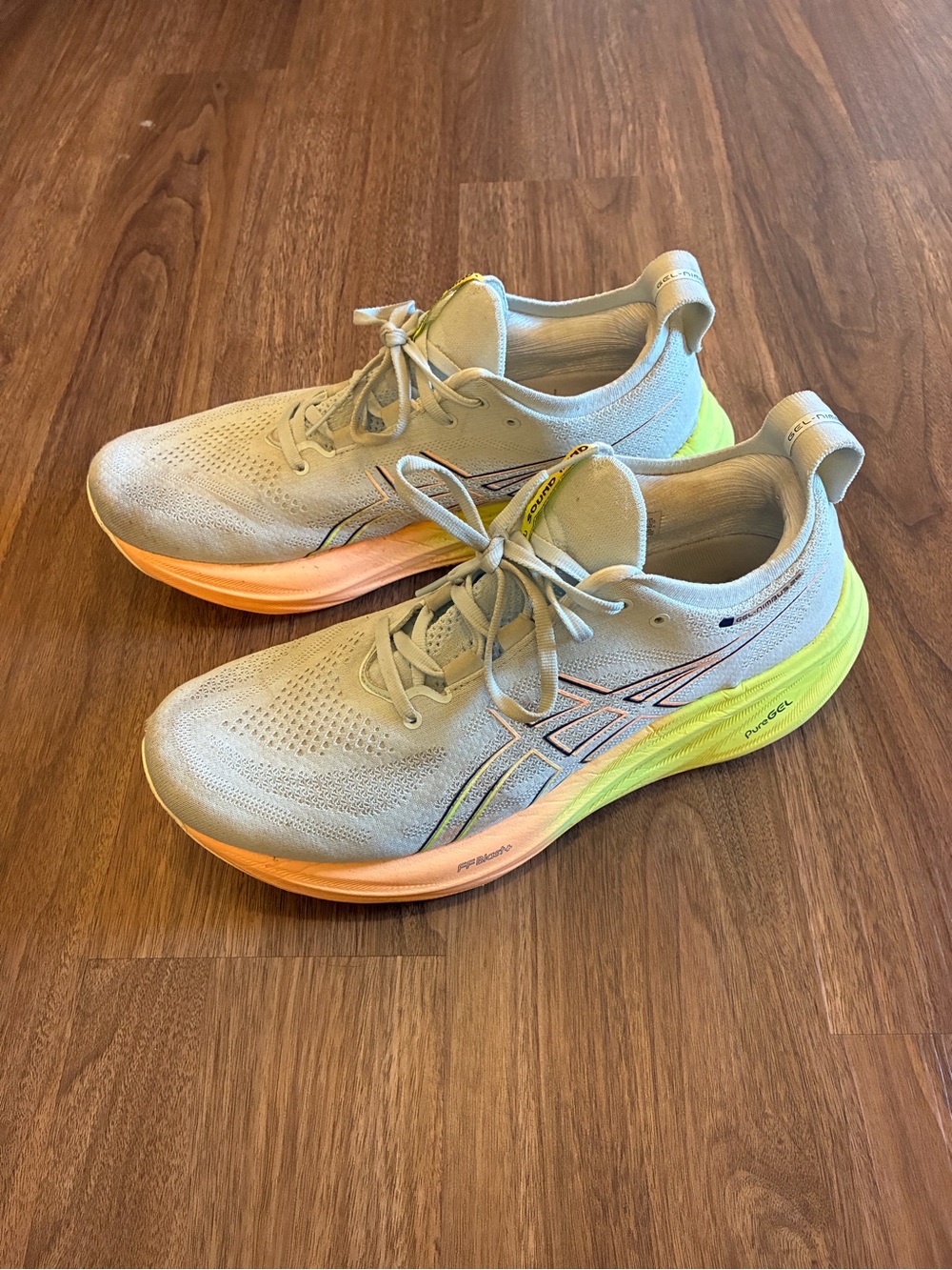 ASICS Gel Nimbus 26 Men’s Running Athletic Shoes Size 11.5 Gray And Yellow